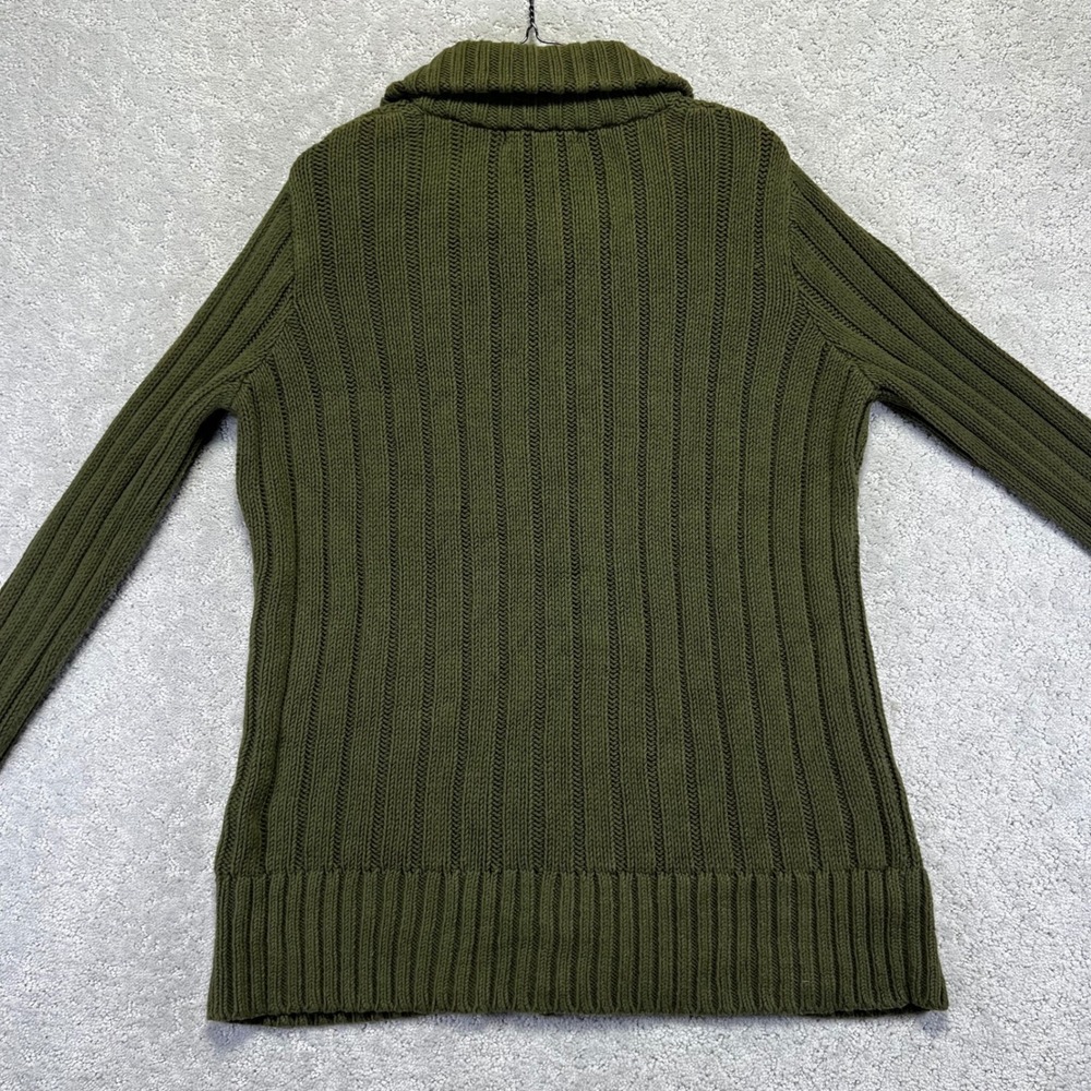Eddie Bauer Cardigan‎ Sweater Womens XL Green Cable Knit Button Front Fisherman - Picture 9 of 13